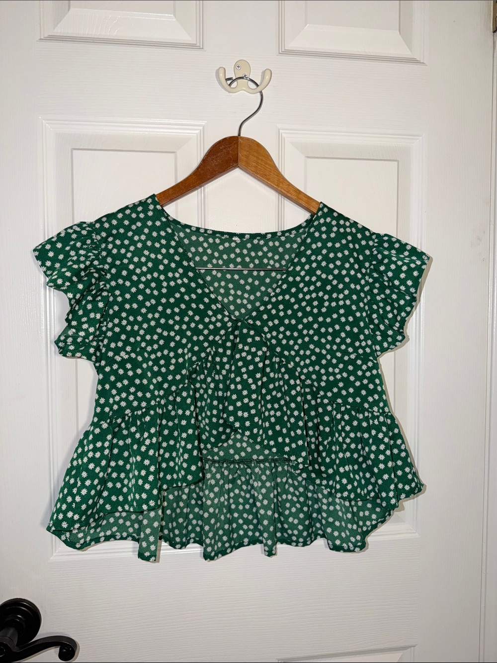 Green Ruffle Top